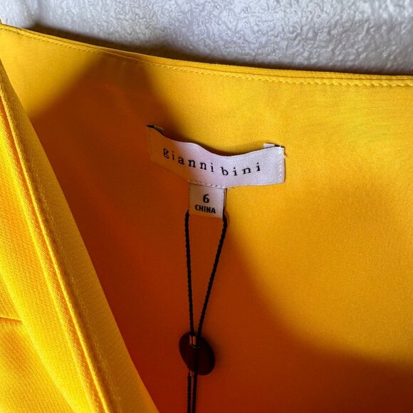 Gianni Bini Elena Ruffle Dress Size 6 Tuscany Flounce Hem Mustard Yellow New - Picture 10 of 11